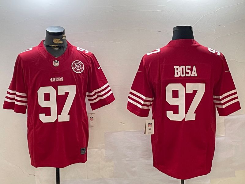 Men San Francisco 49ers #97 Bosa Red three generations 2024 Nike Limited NFL Jersey style 3